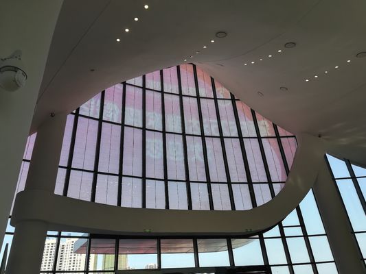 1R1G1B透明なLEDのフィルムの表示、4000mcd LEDのカーテン・ウォールの表示